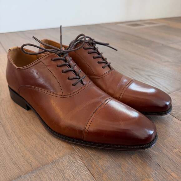 Florsheim Men’s 9 Francisco Cap-Toe Brown Leather Oxfords Dress Shoes